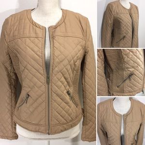 Forever 21 Moto Jacket Faux Leather Taupe Sz L NWT